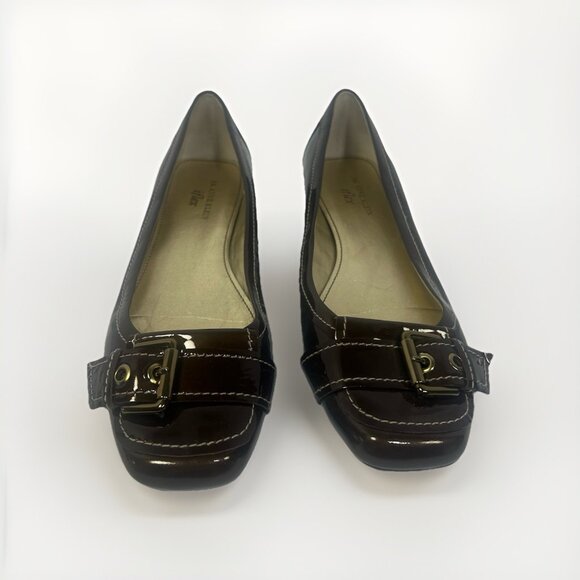 Anne Klein Shoes - Anne Klein Flats Brown Leather Buckle Y2K Vibe Akivanyi Size 10M